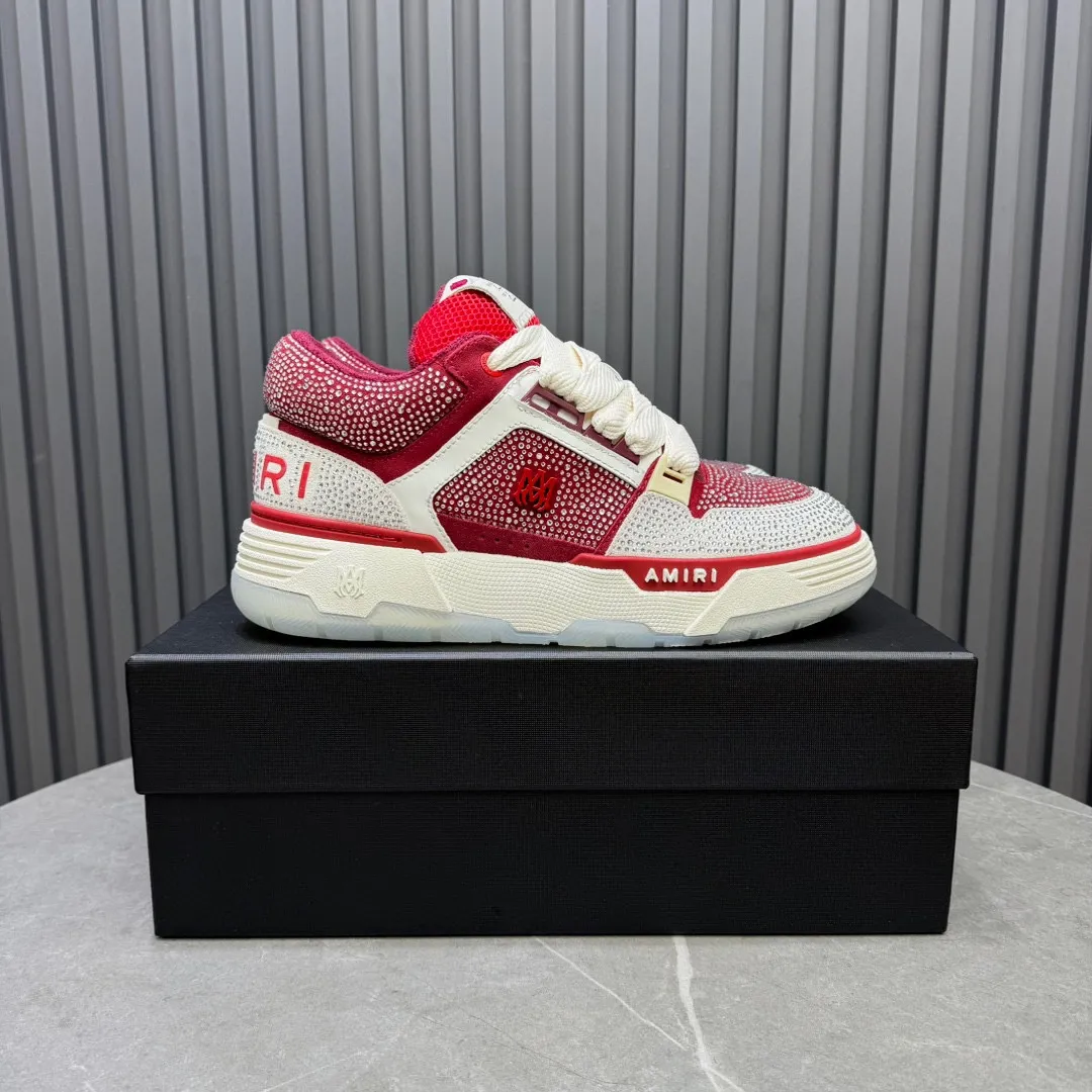 Men's men's shoes 💰800 AMIRI Amir Couple's new hot brick high street sneakers with bone sports shoes, toe-layer cowhide upper, upper side bones, purely hand-stitched, with good three-dimensional effect, customized metal LOGO, code number 35-44 (45, 46 customized)